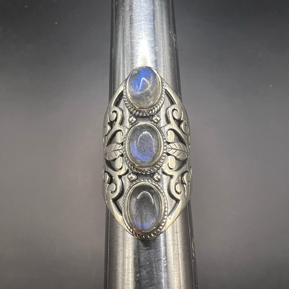 Sterling Silver Moonstone Labradorite Multi Stone Ring
